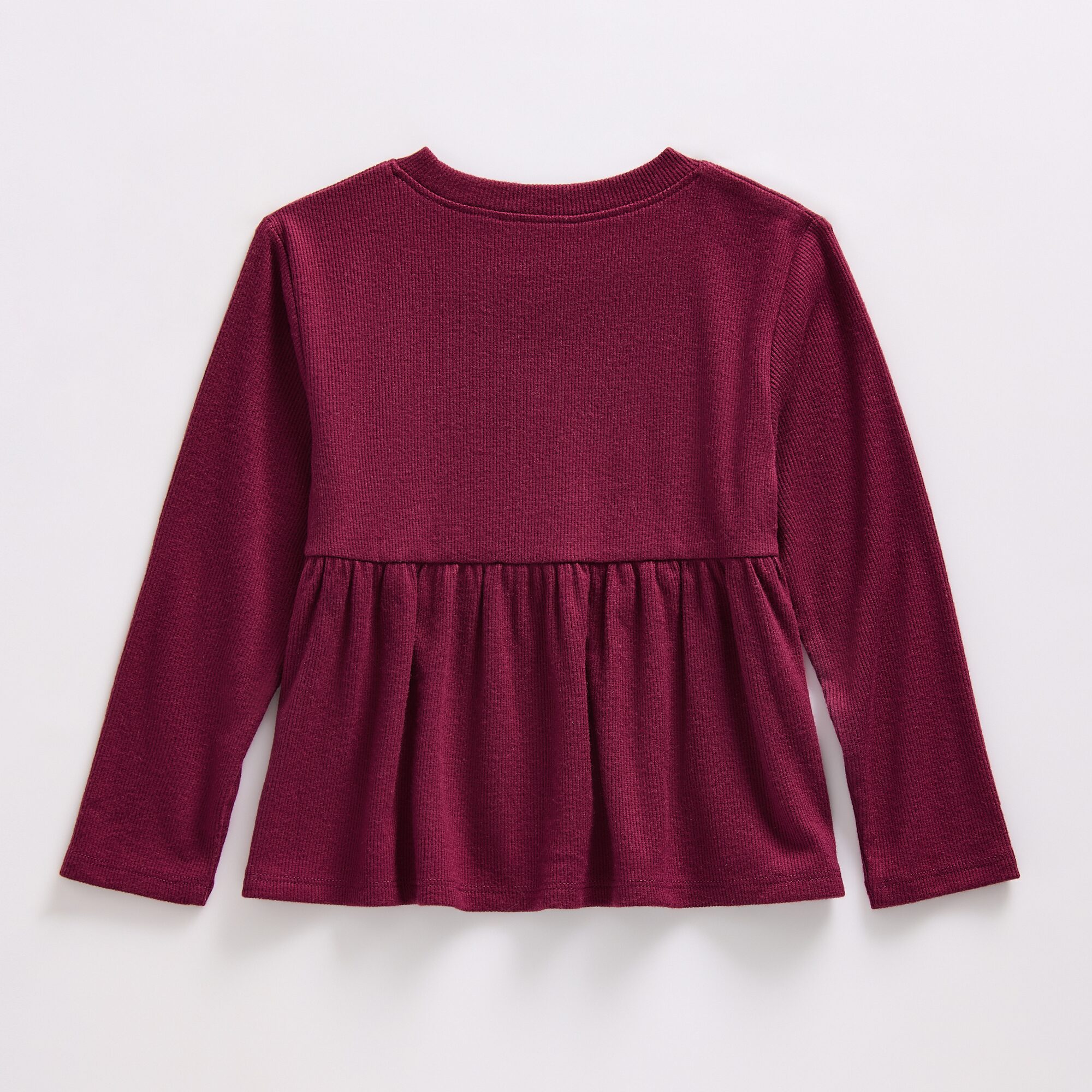 Okie Dokie Toddler & Little Girls Round Neck Long Sleeve Peplum Top