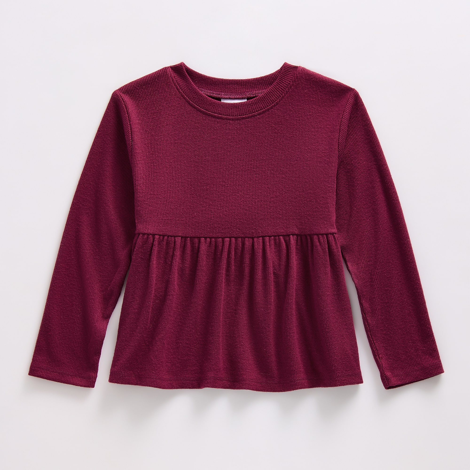 Okie Dokie Toddler & Little Girls Round Neck Long Sleeve Peplum Top