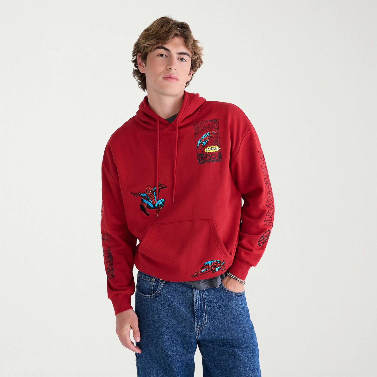 AEROPOSTALE Mens Long Sleeve Spiderman Fleece Hoodie
