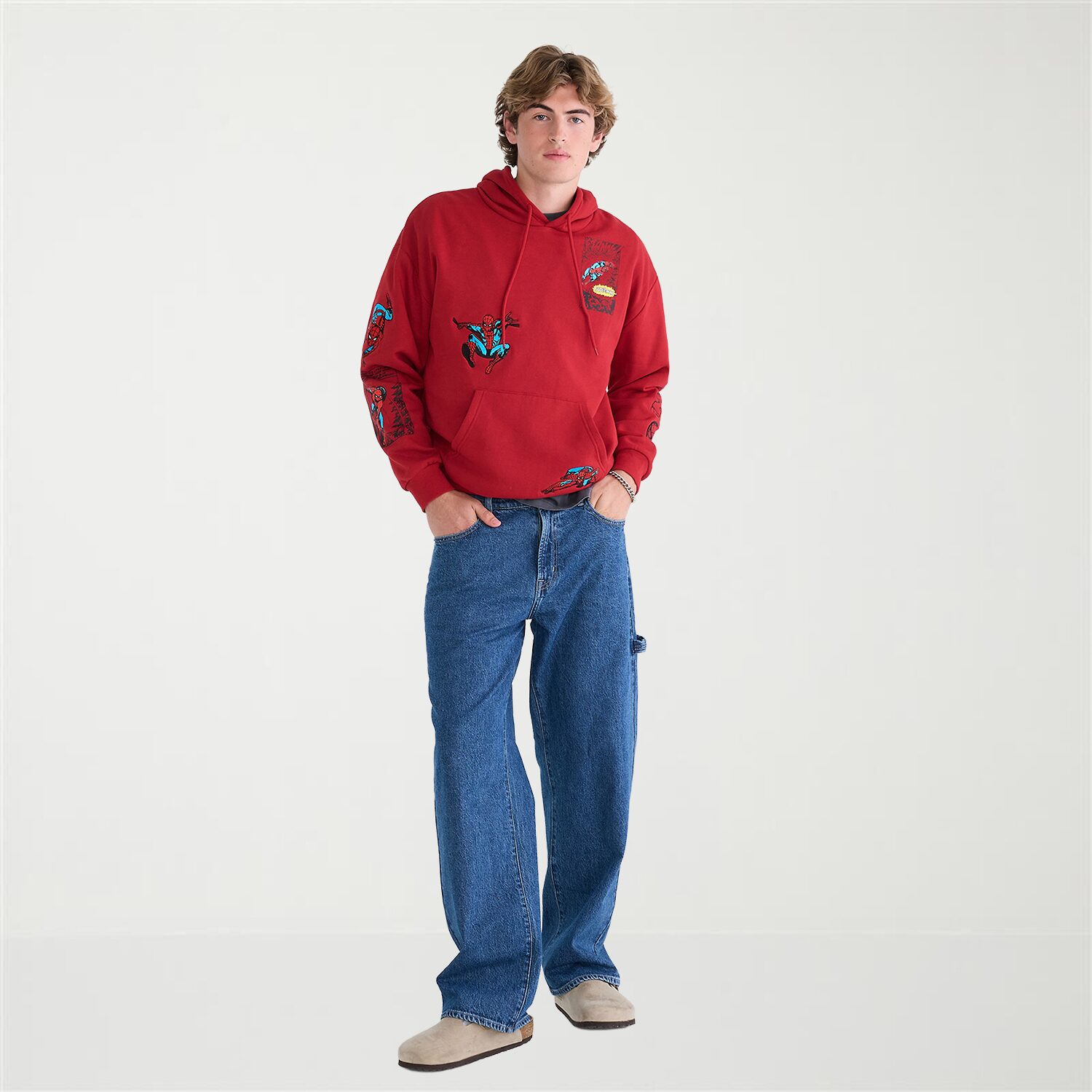 AEROPOSTALE Mens Long Sleeve Spiderman Fleece Hoodie