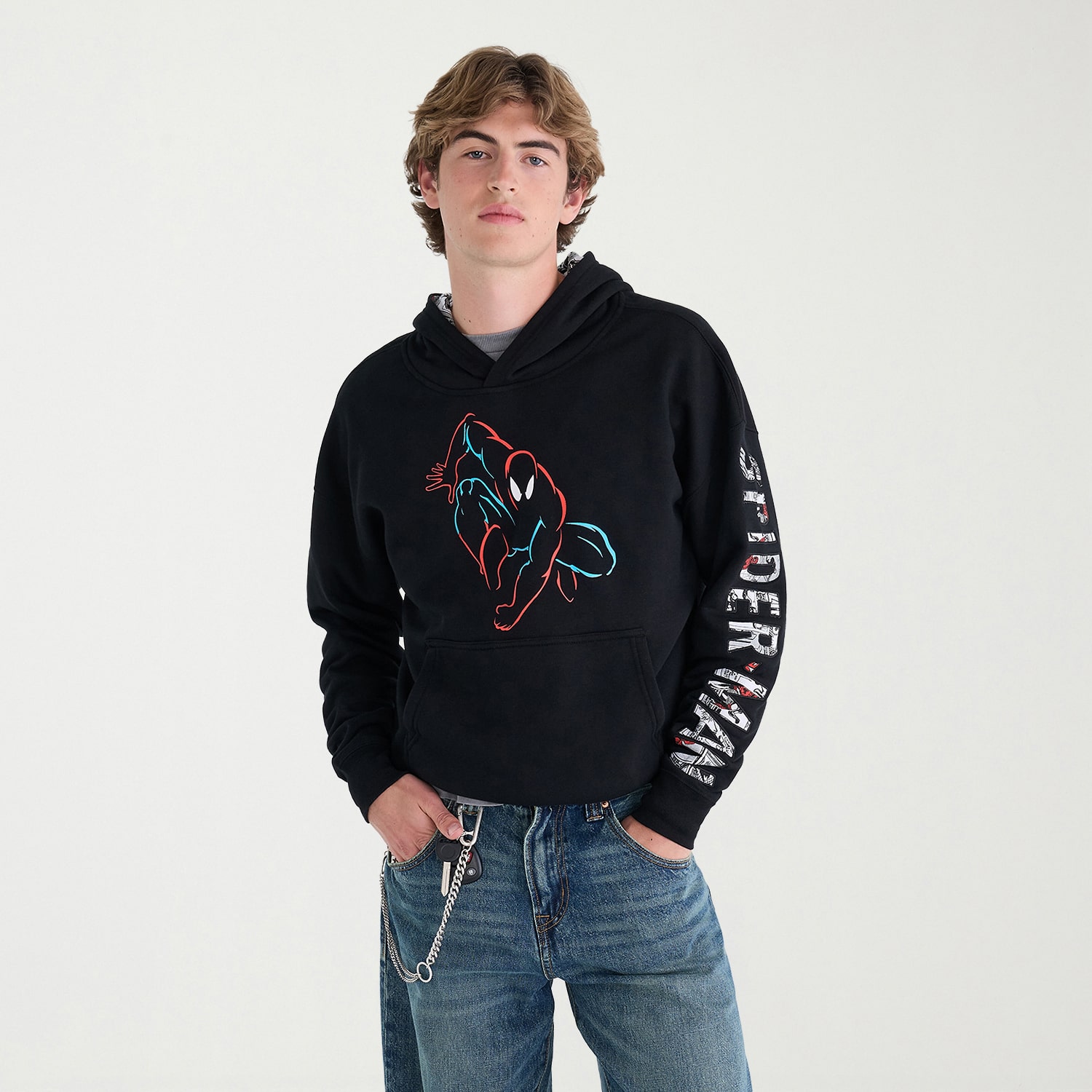 AEROPOSTALE Mens Long Sleeve Spiderman Fleece Hoodie