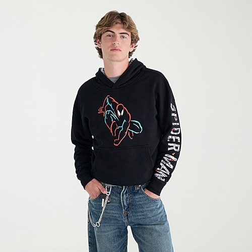 Aéropostale Mens Long Sleeve Spiderman Fleece Hoodie In Black