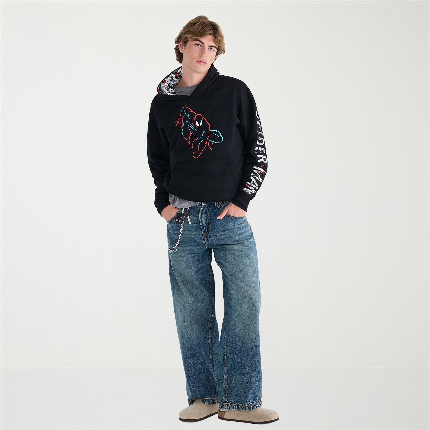 AEROPOSTALE Mens Long Sleeve Spiderman Fleece Hoodie