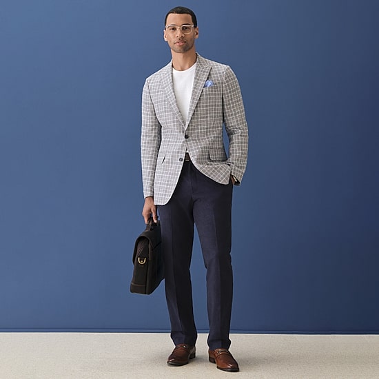 Stafford Mens Plaid Classic Fit Sport Coat