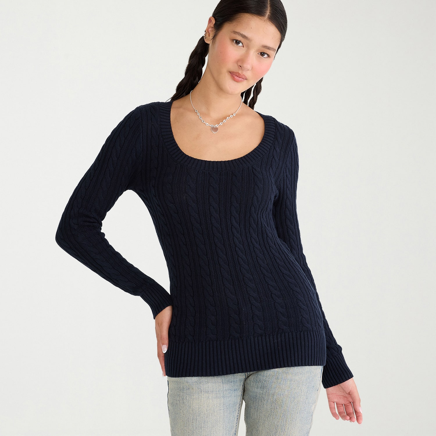 AEROPOSTALE Juniors Womens U Neck Long Sleeve Pullover Sweater