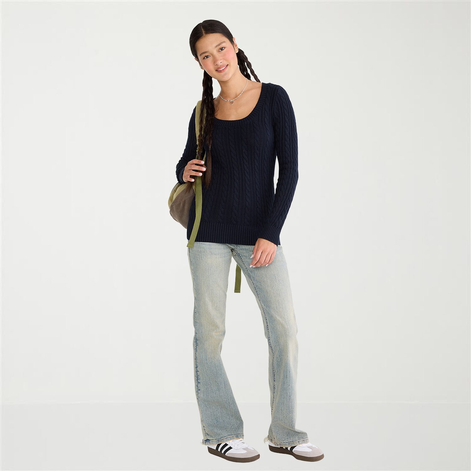 AEROPOSTALE Juniors Womens U Neck Long Sleeve Pullover Sweater