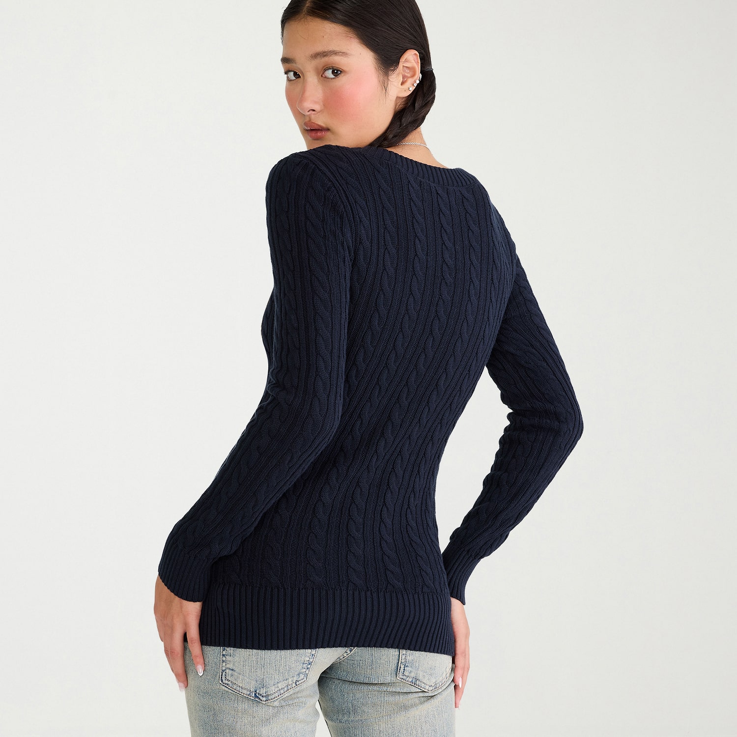 AEROPOSTALE Juniors Womens U Neck Long Sleeve Pullover Sweater