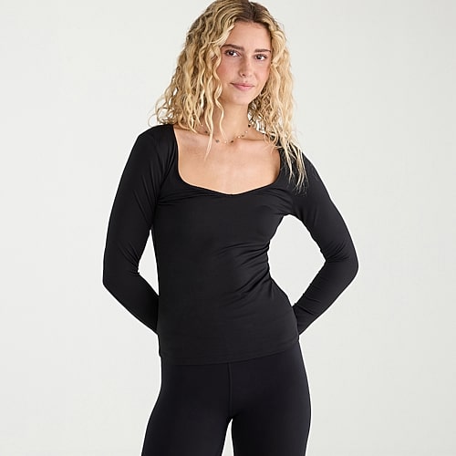 Aéropostale Womens Juniors Sweetheart Neck Long Sleeve T-shirt In Black