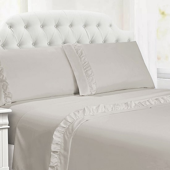 Swift Home Ultra Glam Soft Ruffle Hem Deep Pocket Sheet Set