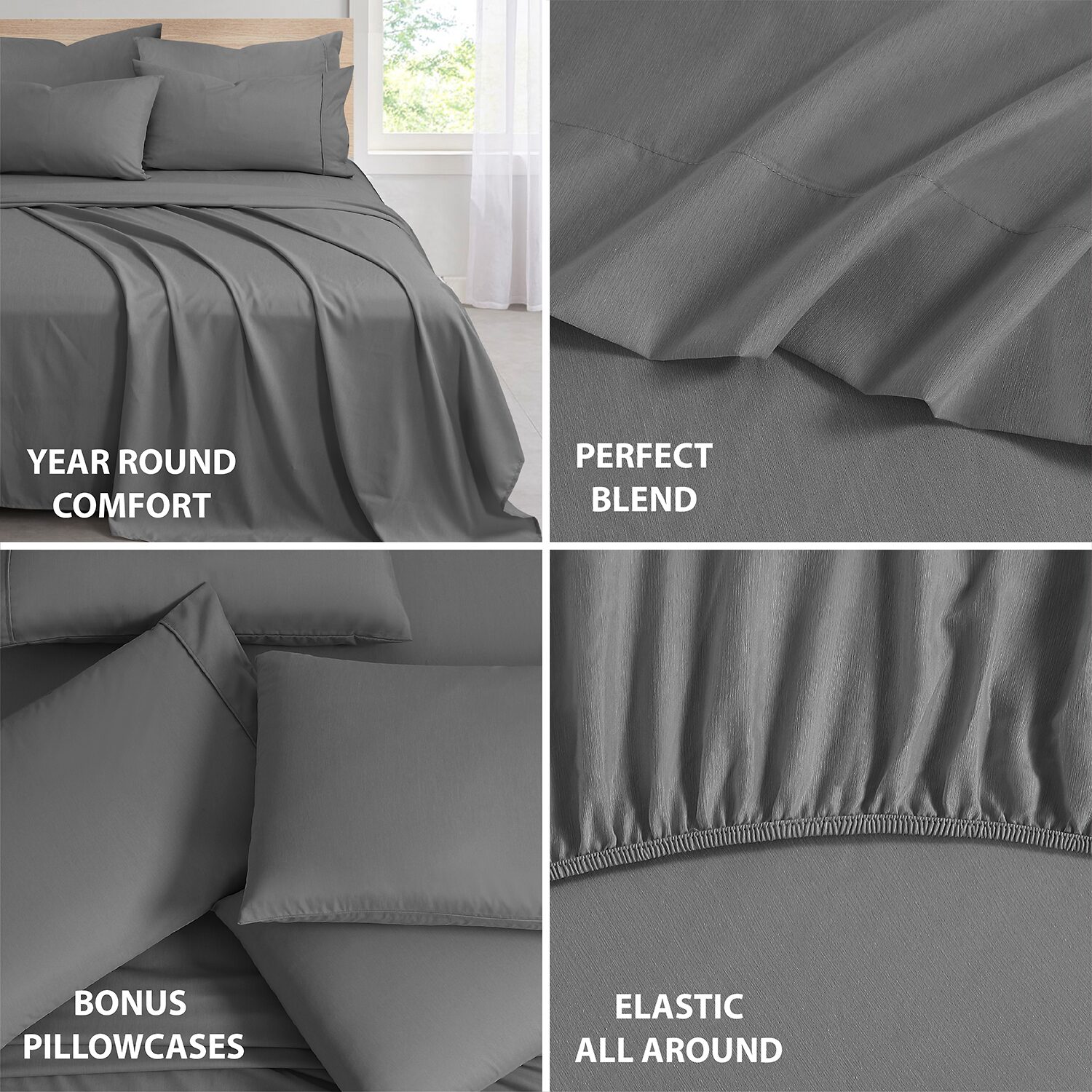 Swift Home Easy Care Rayon From Bamboo Blend With Bonus Pillowcases Deep Pocket Sheet Set