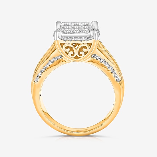 Womens 1 CT. T.W. Natural White Diamond 14K Gold Engagement Ring