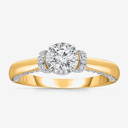Modern Bride (i / I1) Womens 1 Ct. T.w. Lab Grown White Diamond 10k Gold Round Solitaire Engagement Ring In Yellow