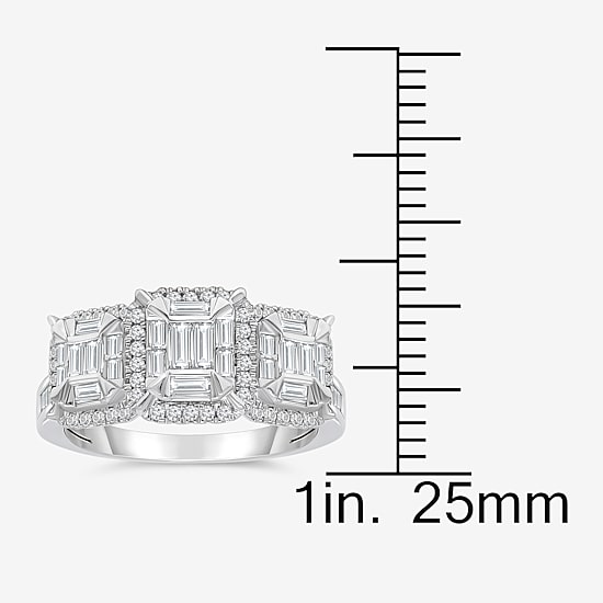 (I / I1) Womens 1 CT. T.W. Lab Grown White Diamond 10K Gold 3-Stone Engagement Ring