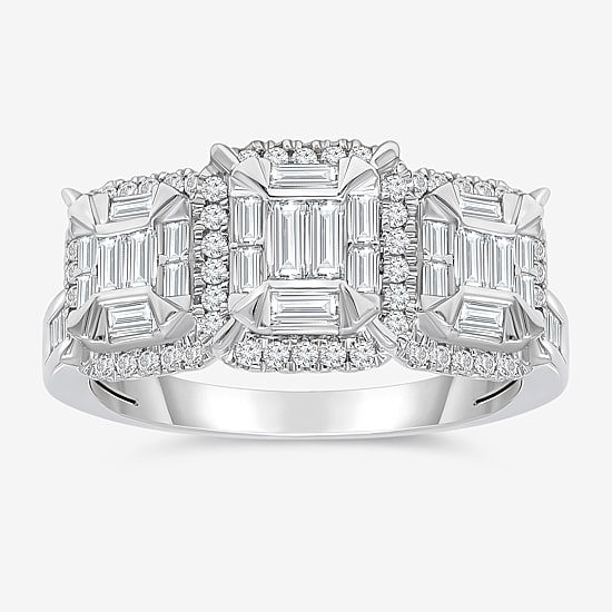 (I / I1) Womens 1 CT. T.W. Lab Grown White Diamond 10K Gold 3-Stone Engagement Ring