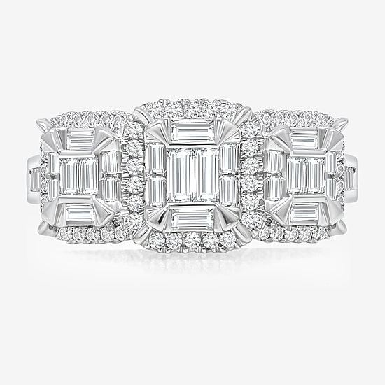 (I / I1) Womens 1 CT. T.W. Lab Grown White Diamond 10K Gold 3-Stone Engagement Ring