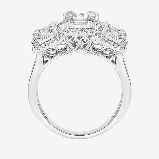 (I / I1) Womens 1 CT. T.W. Lab Grown White Diamond 10K Gold 3-Stone Engagement Ring