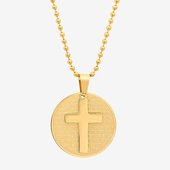 Steeltime Mens 18K Gold Over Stainless Steel Hypoallergenic 24 Inch Pendant Necklace