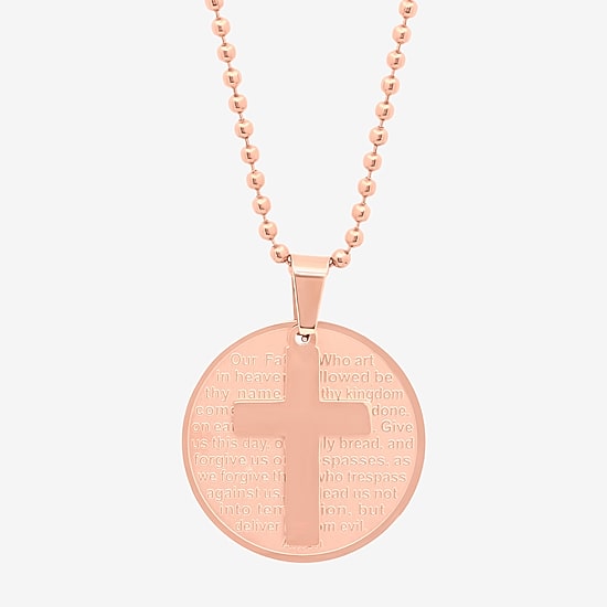 Steeltime Mens 18K Gold Over Stainless Steel Hypoallergenic 24 Inch Pendant Necklace