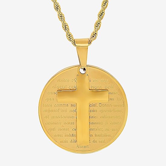 Steeltime Mens 18K Gold Over Stainless Steel Hypoallergenic 24 Inch Pendant Necklace