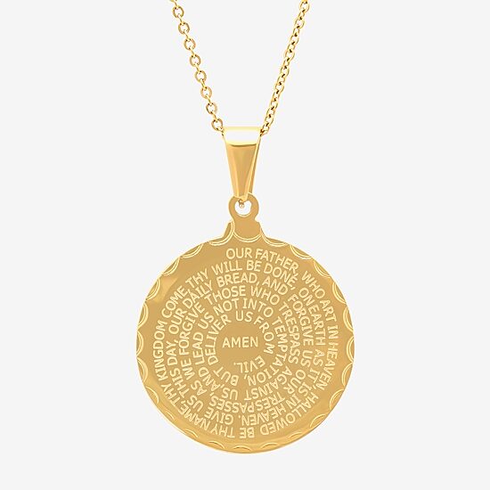 Steeltime Mens 18K Gold Over Stainless Steel Round Hypoallergenic 24 Inch Pendant Necklace