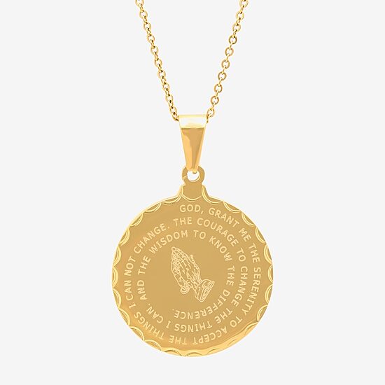 Steeltime Mens 18K Gold Over Stainless Steel Round Hypoallergenic 24 Inch Pendant Necklace