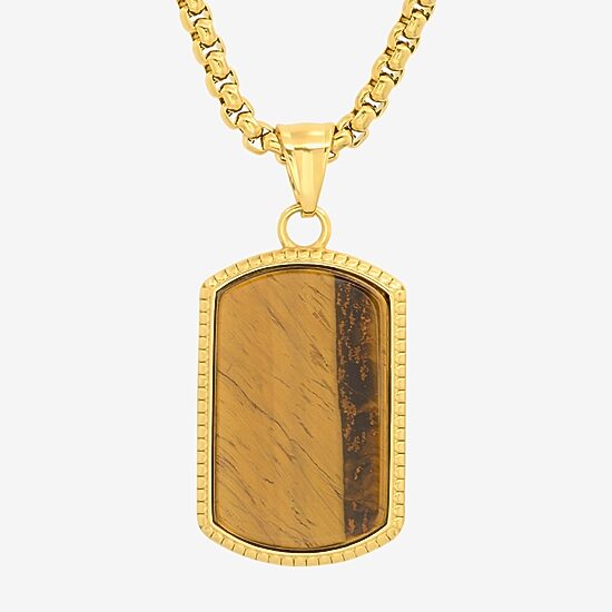 Steeltime Mens 18K Gold Over Stainless Steel Hypoallergenic 24 Inch Pendant Necklace