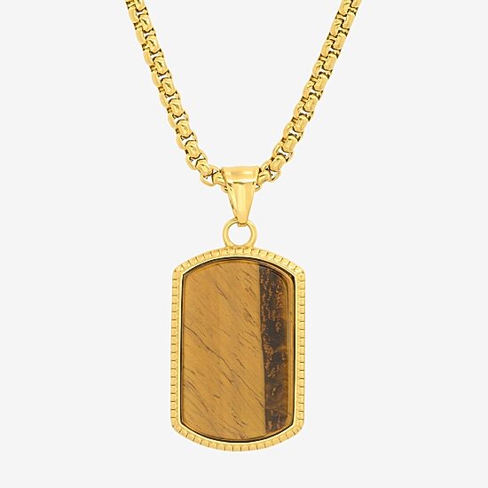 Steeltime Mens 18K Gold Over Stainless Steel Hypoallergenic 24 Inch Pendant Necklace