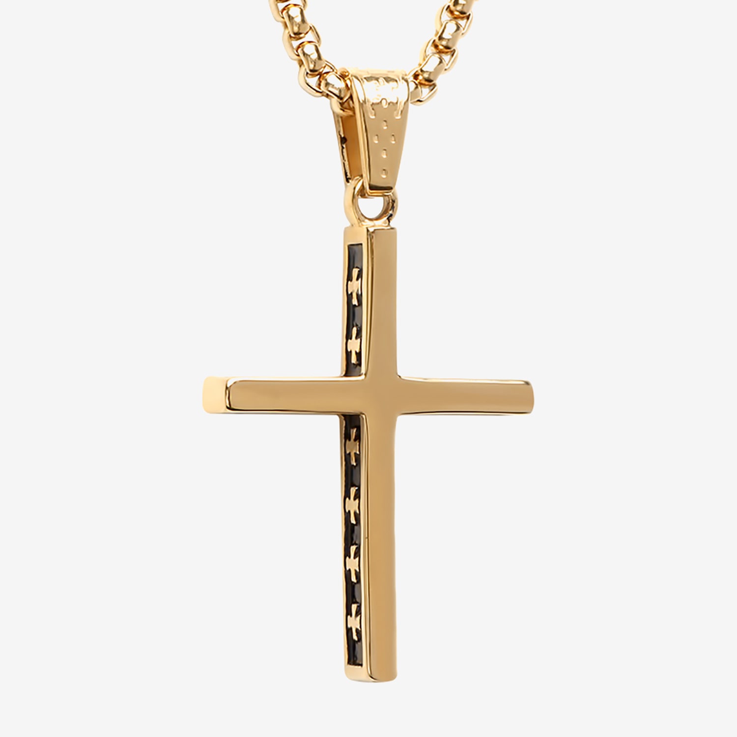 Steeltime Mens 18K Gold Over Stainless Steel Cross Hypoallergenic 24 Inch Pendant Necklace