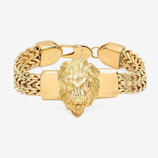 Steeltime Mens 18K Gold Over Stainless Steel 24 Inch Solid Box Hypoallergenic Chain Bracelet