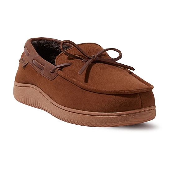 Dearfoams Mens Pierce Microsuede Moc with Tie Slippers