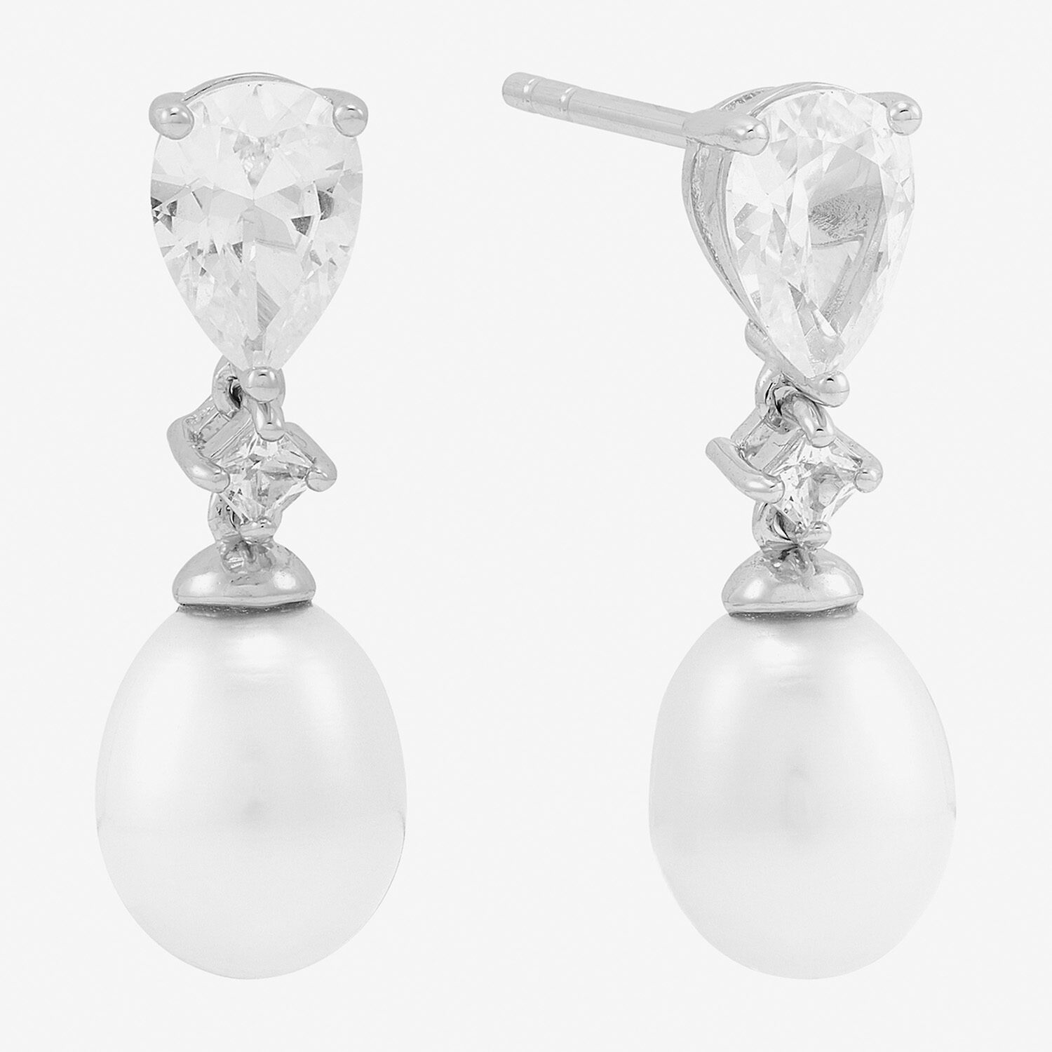 Womens Dyed White Cultured Freshwater Pearl Sterling Silver Drop Earrings