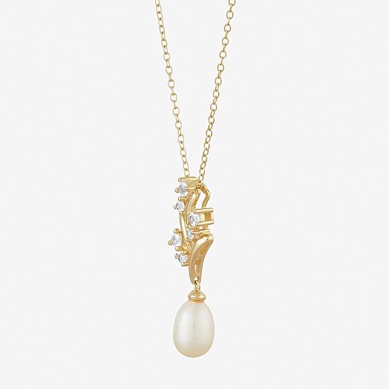 Womens White Cultured Freshwater Pearl 14K Gold Over Silver Sterling Silver 18 Inch Pendant Necklace