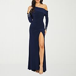 long dark blue dress and jcpenney formal flowy Long Sleeve Blue Dresses for Women