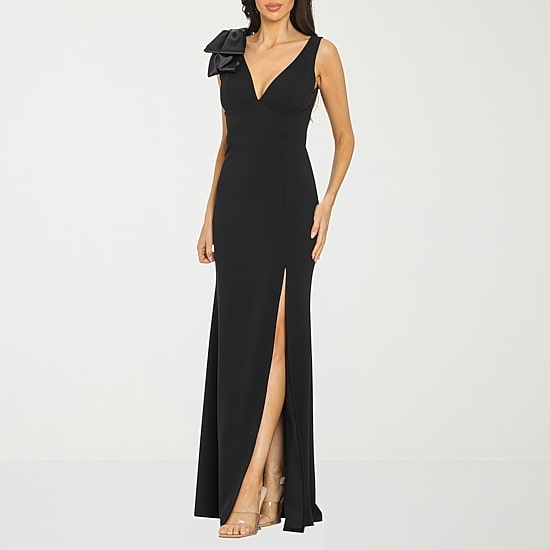 Premier Amour Womens V Neck Sleeveless Evening Gown