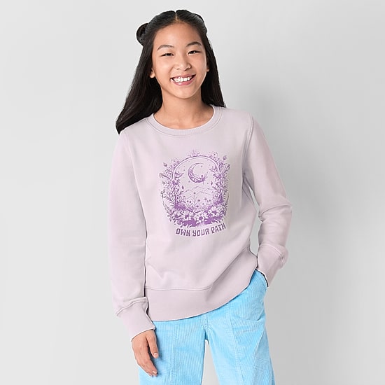 Thereabouts Little & Big Kid Girls Round Neck Long Sleeve Sweatshirt