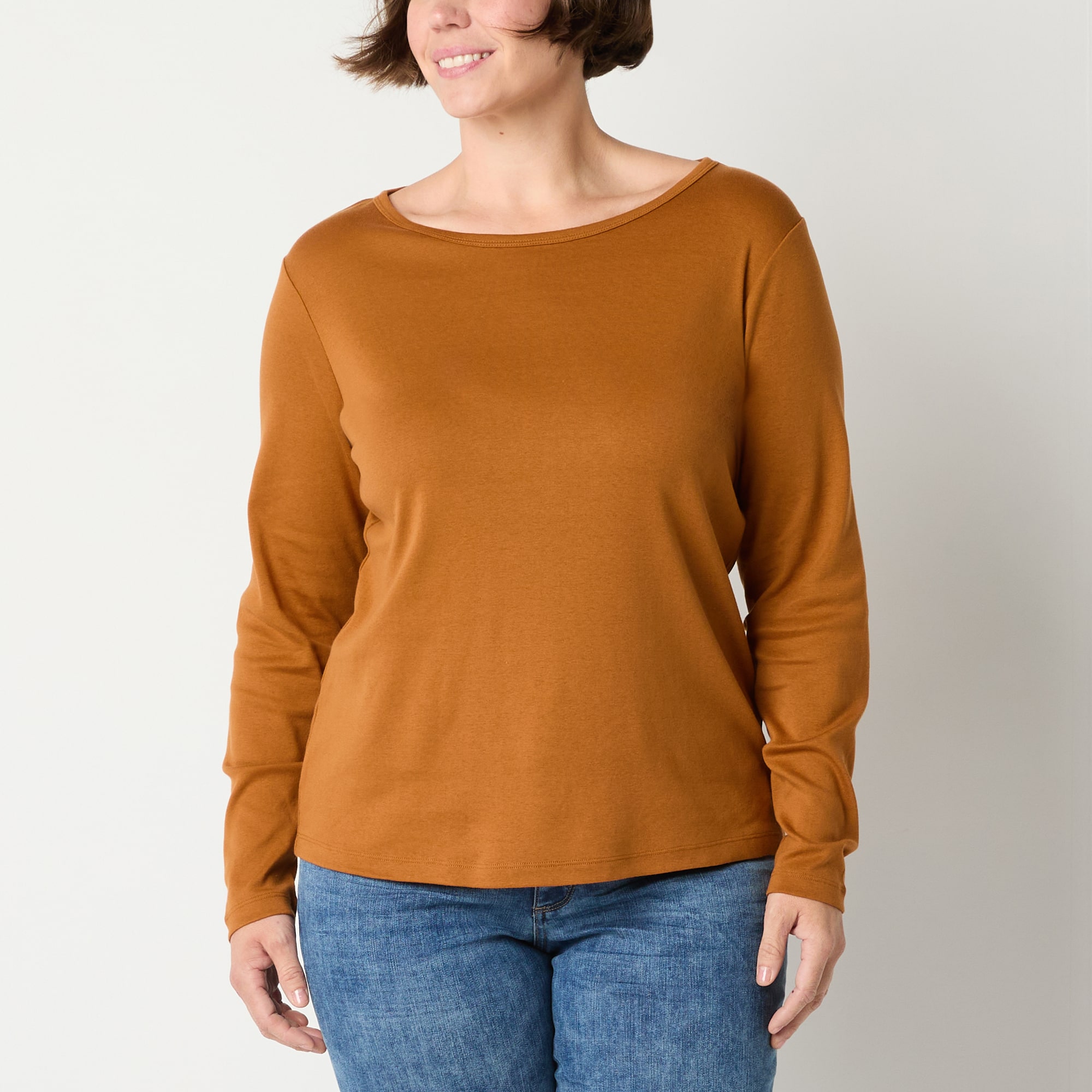 St. John's Bay Womens Crew Neck Long Sleeve T-Shirt