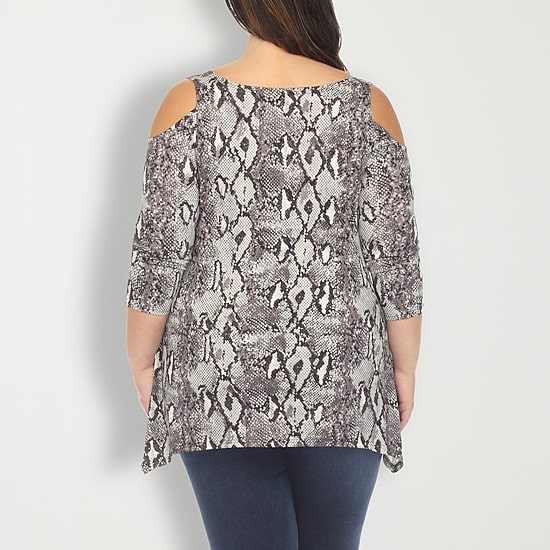 White Mark Plus Womens Scoop Neck 3/4 Sleeve Tunic Top