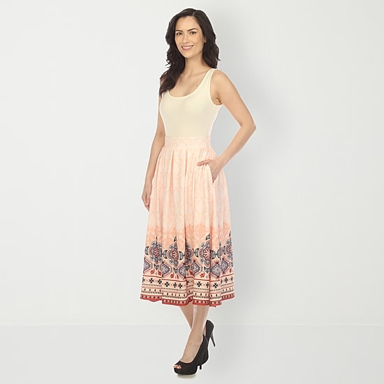 White Mark Womens Easy-on + Easy-off Midi Pleated Skirt