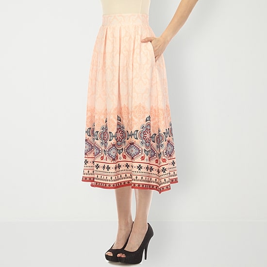 White Mark Womens Easy-on + Easy-off Midi Pleated Skirt