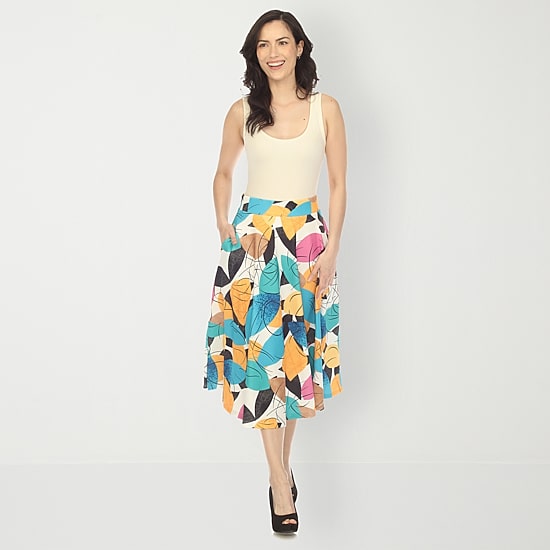 White Mark Womens Easy-on + Easy-off Midi Pleated Skirt
