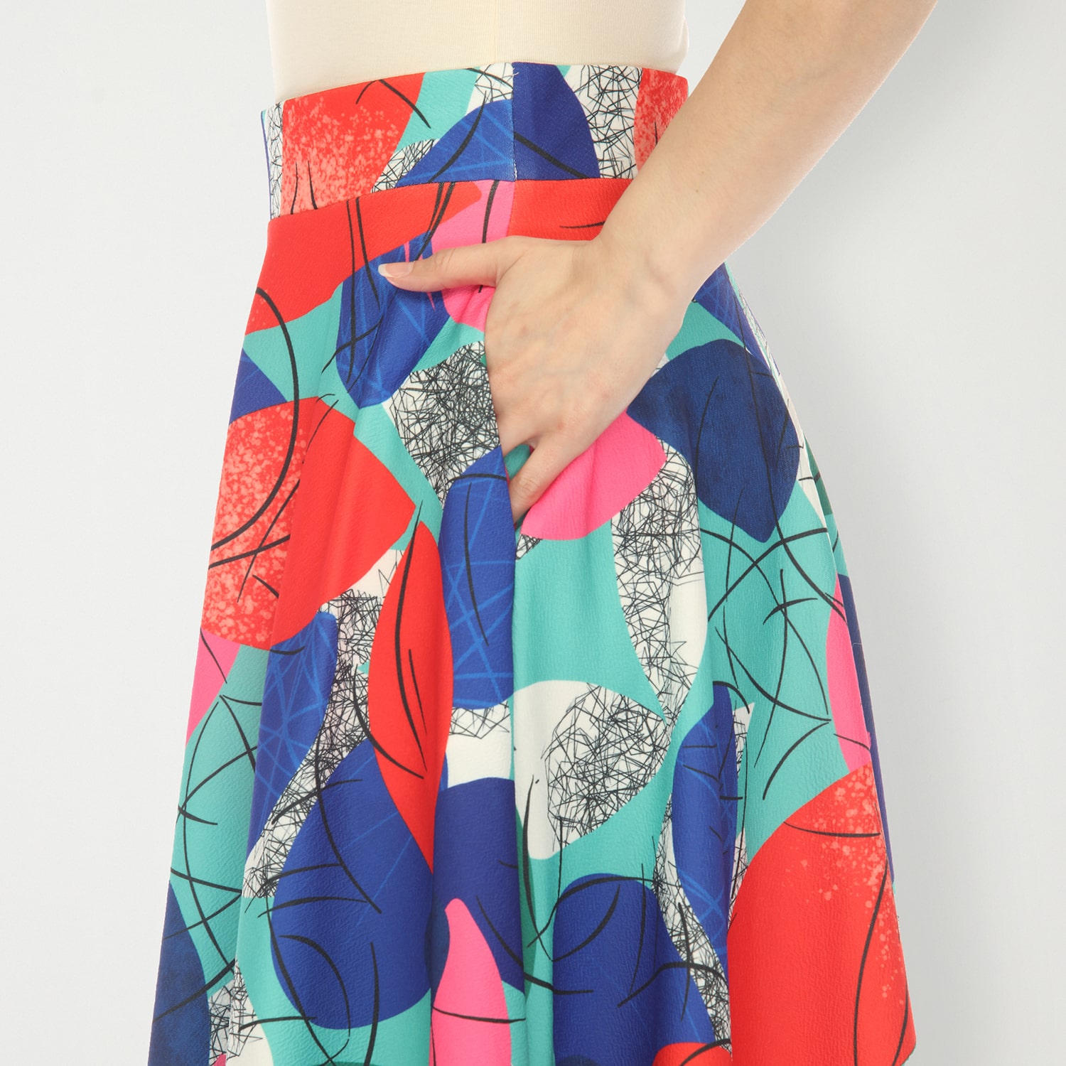 White Mark Womens Easy-on + Easy-off Midi Pleated Skirt