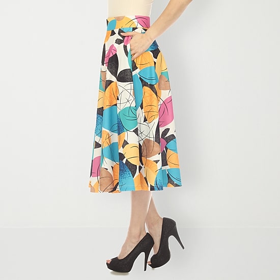 White Mark Womens Easy-on + Easy-off Midi Pleated Skirt