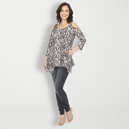 White Mark Womens Scoop Neck 3/4 Sleeve Tunic Top
