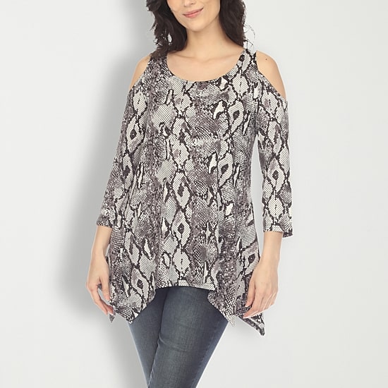 White Mark Womens Scoop Neck 3/4 Sleeve Tunic Top