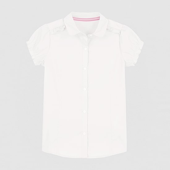 IZOD Little & Big Kid Girls Short Sleeve Regular Fit Stretch Fabric Button-Down Shirt