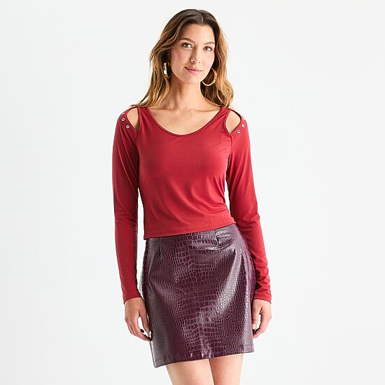 Bold Elements Womens V Neck Long Sleeve Blouse