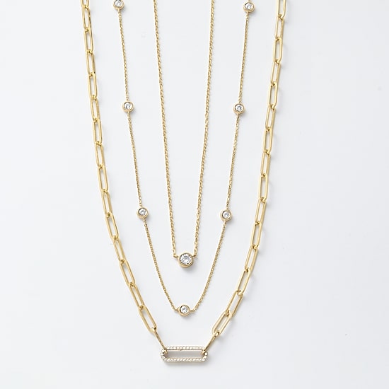 Diamond Addiction (G-H / Si2-I1) Womens 1/10 CT. T.W. Lab Grown White Diamond 10K Gold Paperclip 18 Inch Pendant Necklace
