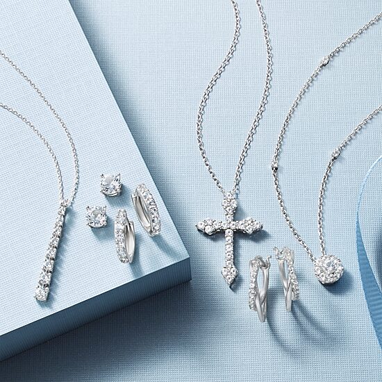 YES PLEASE! Womens Lab Created White Sapphire Sterling Silver Cross Pendant Necklace