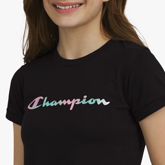 Champion Big Kid Girls Crew Neck Short Sleeve Regular Fit Graphic T-Shirt