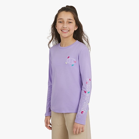 Champion Big Kid Girls Crew Neck Long Sleeve Active T-Shirt
